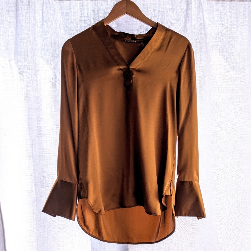 NWT Elie Tahari gold silk blouse size XS